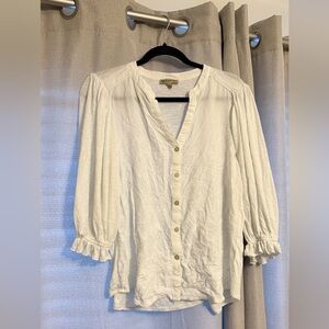Democracy Chic White Ivory Button-Down Blouse
